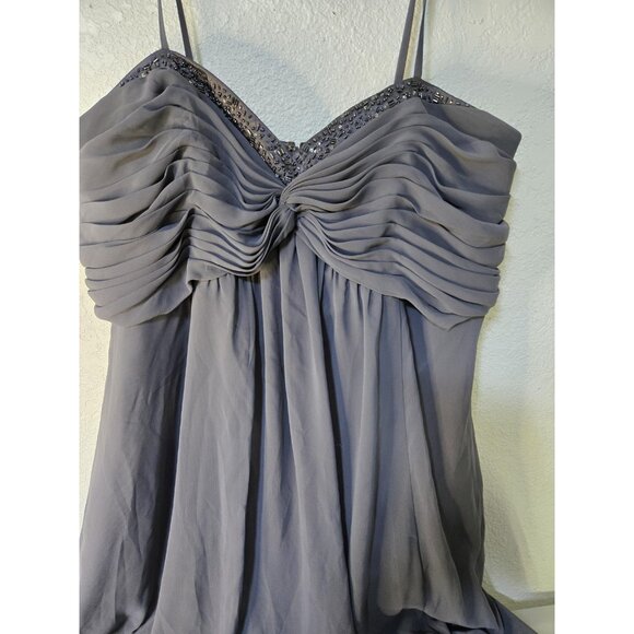 David's Bridal Dress Womens 18 Gray Beaded Empire Waist Chiffon Prom Gown Formal - Picture 2 of 9